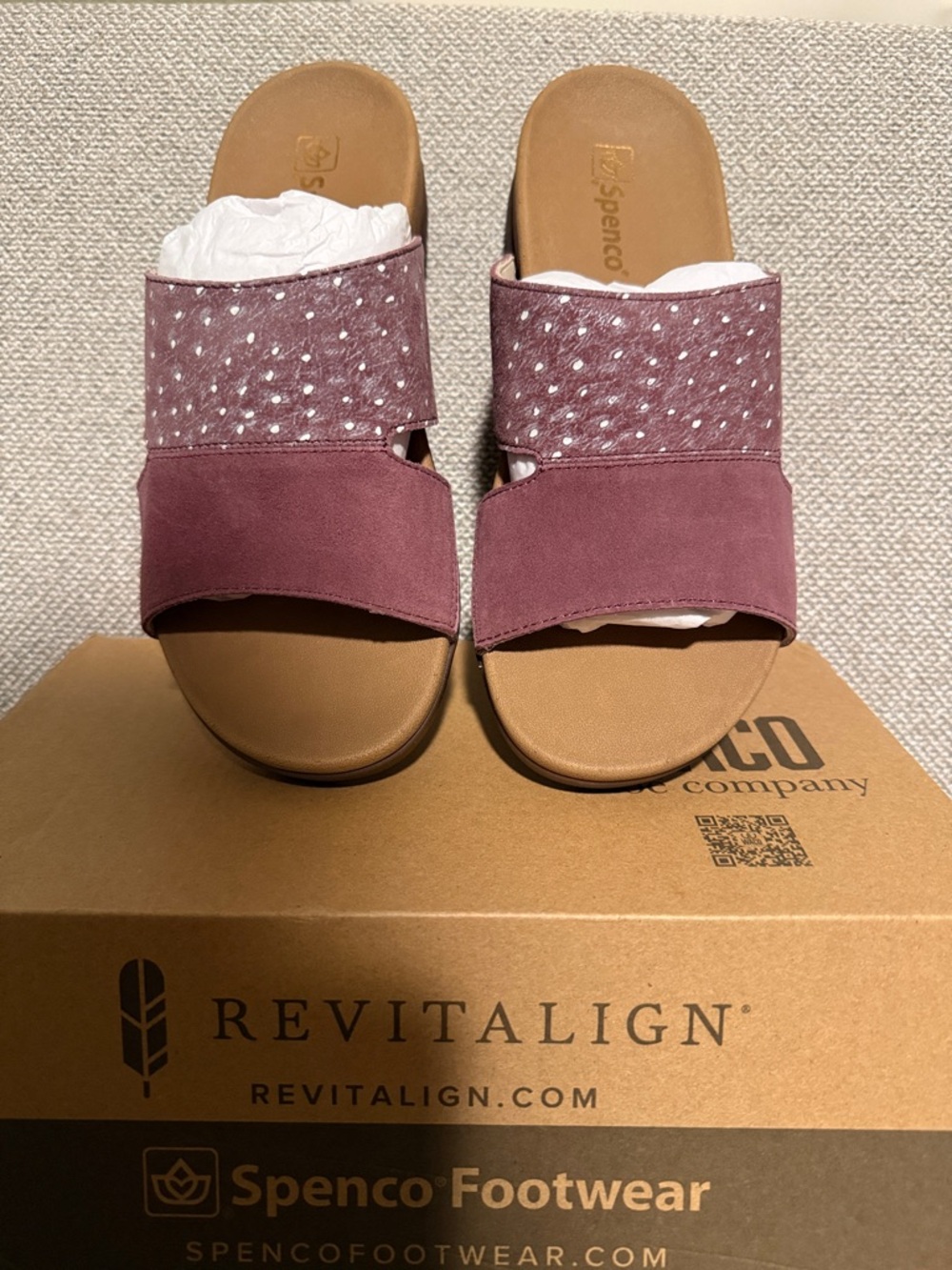Spenco Women's Slide Dawn Sandals in Burgundy Ostrich Purple 8.5